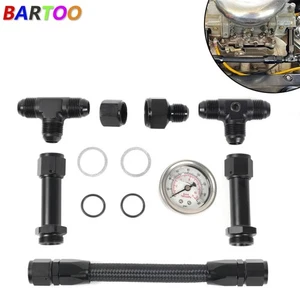 Fuel Line Pressure Gauge AN8 Braided Dual Feed Carb For Holley Carburetor 4150 - Picture 1 of 9