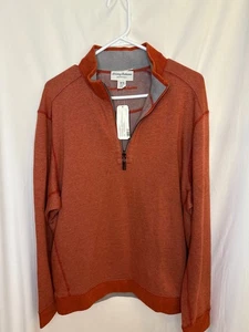 NWT Tommy Bahama mens Orange heather half zip Sweatshirt sz M Sample - Picture 1 of 4