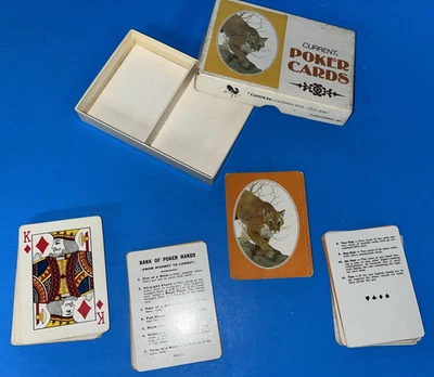 Cartas de pôquer vintage dos anos 70 atuais conjunto com 2 baralhos caixa puma bobcat - Imagem 1 de 4