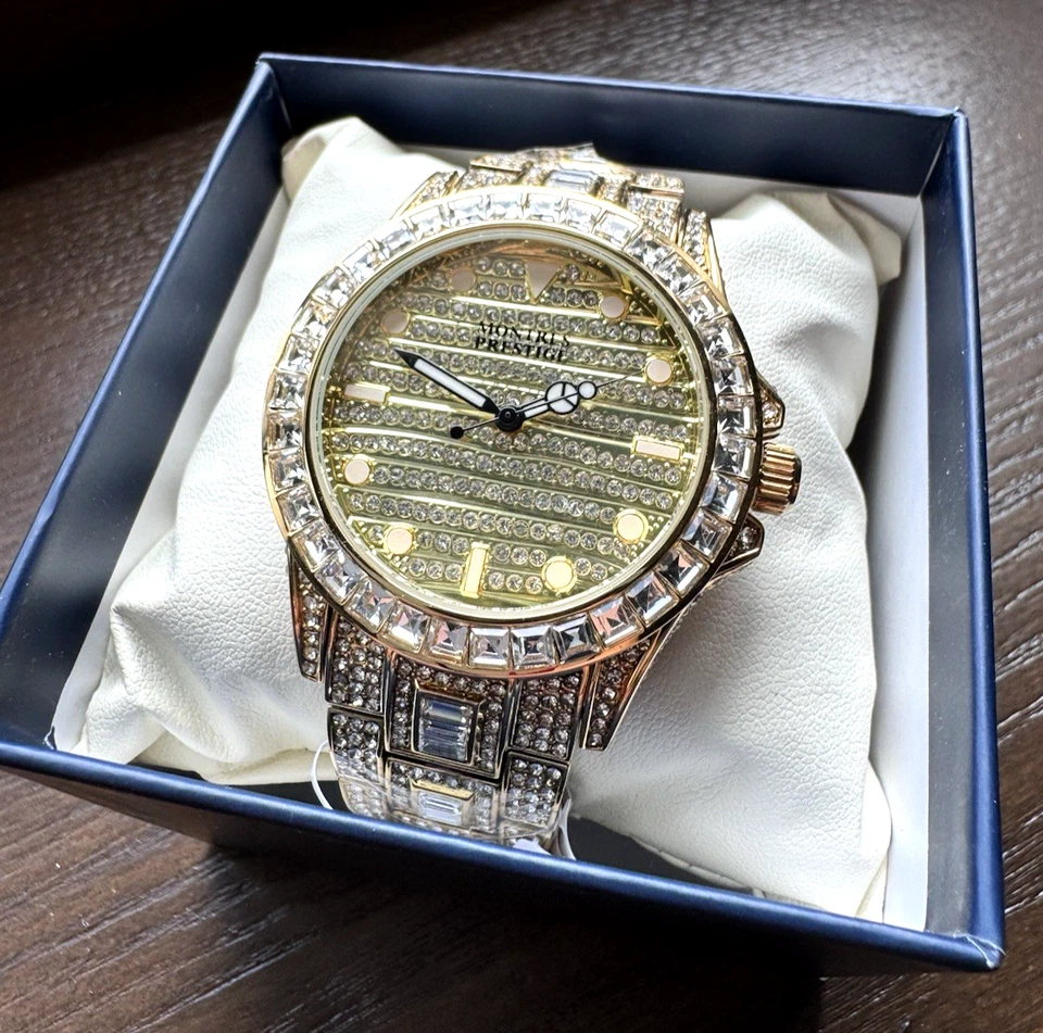 Montres Prestige Lucent X Invicta Men's Watch Gold MPW-0135 Mega Bling