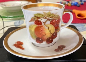 Vintage Demitasse Tea Cup Saucer Harvest Golden Crown Jaeger Bavaria Germany! - Picture 1 of 13