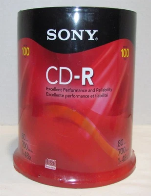 Discos multimedia de almacenamiento en blanco Sony CD-R 80 min 1-48x CD de 700 MB, paquete de 100 - sellados Foto 1 de 2