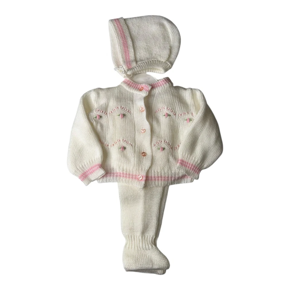 Conjunto First Impressions Años 80 Vintage Tejido Rosa/Crema Talla 6/9 M Foto 1 de 4