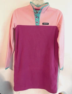 Lands' End Fleece Dress Size Large (10-12) Snap Colorblock Verbena Color Mix - Picture 1 of 3