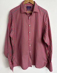 Ralph Lauren Purple Label Double Cuff 120s 2 Ply Cotton Shirt Men 17,5 Striped - Bild 1 von 13
