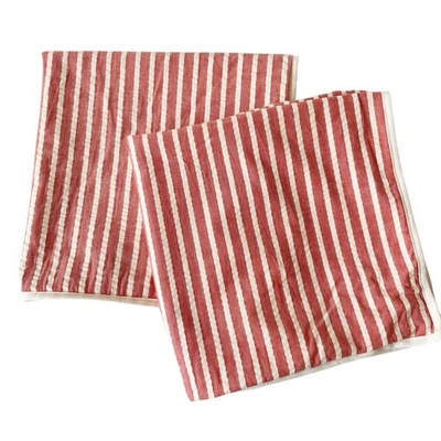 2 fundas de almohada de algodón Seersucker a rayas rojas blancas Ralph Lauren de colección solo 20x20 Foto 1 de 4