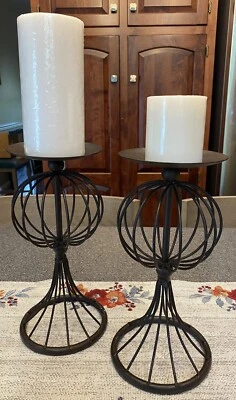 Juego de 2 candelabros esfera metal Foto 1 de 3