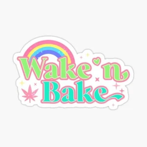 WAKE & BAKE rainbow vinyl sticker. 420, weed, marijuana sticker for bong. - Picture 1 of 1