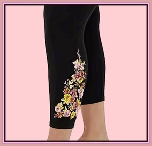 Legging TORRID 1X 14-16 Negro Jardín Floral Elastizado Spandex Crop Cónico Opaco - Imagen 1 de 6
