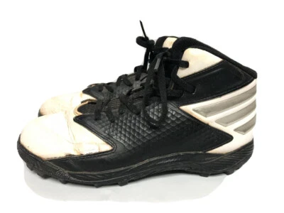 Adidas Youth Hightop Baseball Cleats Shoes Size 5.5Y Black & White 3 Stripes GUC - Image 1 of 4