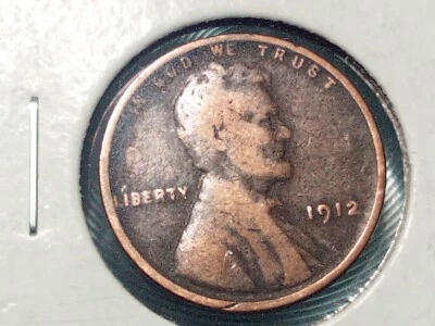 Copper Lincoln Wheat Cent 1 cent Coin  1912 Red Cent One Penny   - Image 1 of 4