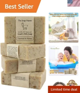 Luxurious Oatmeal & Honey Goat Milk Soap Bars - 4 Pack | Moisturizing & Handmade - Picture 1 of 8