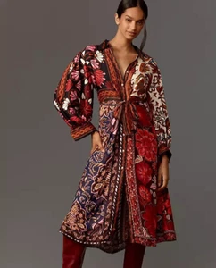 Vestido camisero Farm Rio Miranda envolvente midi estampado floral Anthropologie S NUEVO - Imagen 1 de 4