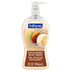 Bomba de lavado corporal de jabón blando, exfoliante de mantequilla de coco, lavado corporal exfoliante, 32 onzas ( - Imagen 1 de 12
