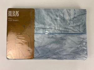 Vintage Spring Home Bill Blass komplettes flaches Blatt blauer Marmor Druck - Bild 1 von 7