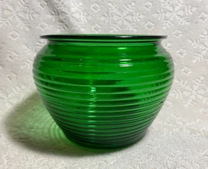 Vintage-Retro NAPCO Ribbed Forest-Green-Tinted Clear Glass Large Flower-Pot - Bild 1 von 12