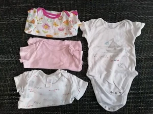 4x Zara 12-18 months short sleeve pink white boats bodysuits playsuit - Picture 1 of 2