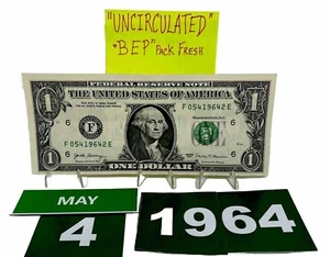 One Dollar Bill Birthday Note May 4 1964. Uncirculated. Fancy Serial Number - Picture 1 of 9