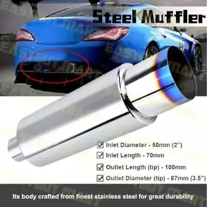 New 3.5" HKS 2" Inlet Polished/Blued Tip Inspired Cannon Exhaust Cannon Muffler - Picture 1 of 12