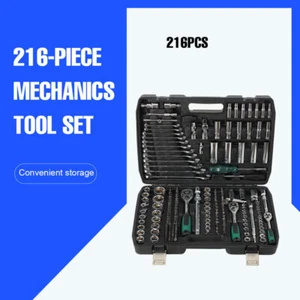 216-Piece Mechanics Tool Set, 1/4" & 3/8" & 1/2" Drive, Socket Wrench Auto Tools - Picture 1 of 9
