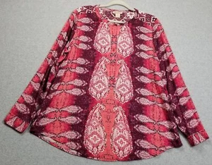 Lucky Brand Tunic Top Womens Extra Large XL Paisley Long Sleeve Boho Blouse Thin - Picture 1 of 10
