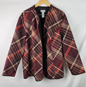 Catherines Women's Jacket Size 2X 22/24W Burgundy Quilted Open Front Long Sleeve - Picture 1 of 11