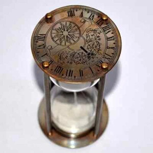 Antique  Brass 6" Sand Timer Nautical Hourglass with White Sand - Picture 1 of 4