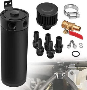 Universal Aluminum Oil Catch Can Kit Reservoir Baffled Tank with Breather Filter - Picture 1 of 7