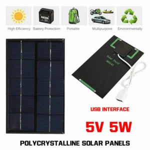 5W/10W 5V Solar Panel Power Bank USB Phone Charger For Outdoor Hiking Travel US - Picture 1 of 30