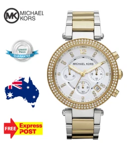 NEW MICHAEL KORS PARKER MK5626 SILVER/GOLD/WHITE/CRYSTAL CHRONO WOMENS WATCH - Picture 1 of 11