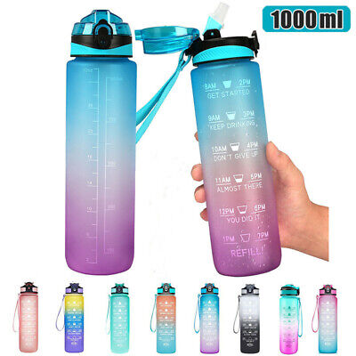 1L Sports Water Bottle Gym Travel Drinking Leakproof Bottle With Straw Bpa Free • 10.89£