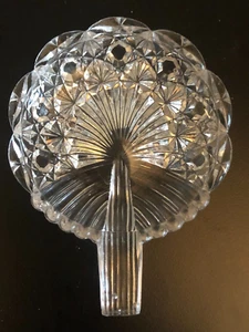 Vintage Fan-Shape Clear Cug Glass Butter Pat Dish - 3 3/4” x 2 7/8" - Picture 1 of 6