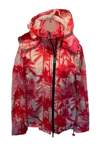 SUPERDRY Women'S Palm Print Hot Pink Waterproof Windcheater JACKET Coat S 10 S5 - Picture 1 of 9