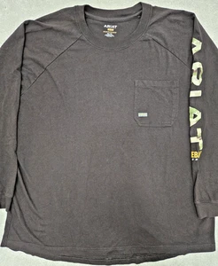 Ariat 3 XL Hemd Herren Rebar Langarm Braun Fronttasche Workwear Arm Spellout - Bild 1 von 13
