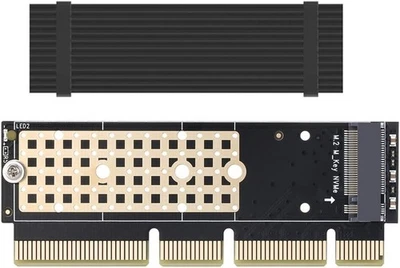 For M.2 NVME (M-Key) SSD to PCIE 3.0 X16 Expansion Card Adapter with Heat Sink - Image 1 of 4