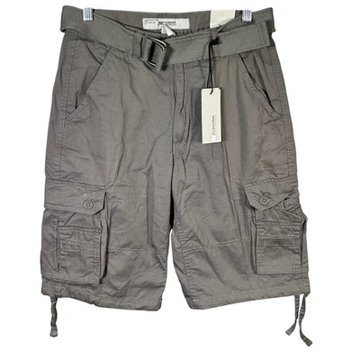 Pantalones Cortos Carga PJ MARK Para Hombre Gris con Cinturón Talla 30 Algodón Frente Plano Nuevos con Etiquetas Foto 1 de 4