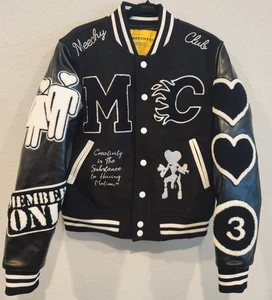 Meechy Club Varsity Jacket XS Black White Young Motion Patch Jacket Streetwear - Picture 1 of 17