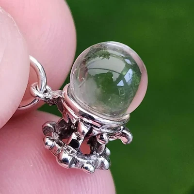 Charm sfera di cristallo argento 925 vero quarzo cristallo scrying argento... - Immagine 1 di 4