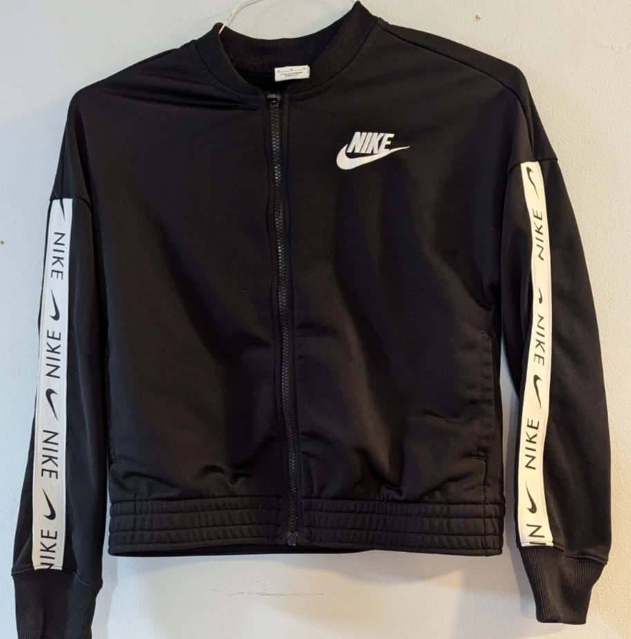 Nike -Ropa deportiva clásica niña chándal chaqueta - negro con acento blanco - talla XL Foto 1 de 4