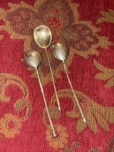 Set of three 4 1/2 inch Russian silver spoons - Picture 1 of 7