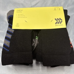 NEW BOYS ALL IN MOTION CREW SOCKS 6 Pair-SZ M (9-2.5 Shoe Size) Kids - Picture 1 of 5
