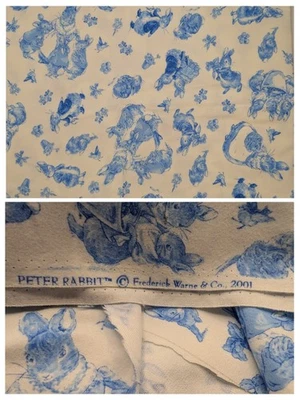 Cotton Flannel Fabric Remnant 48x35" Peter Rabbit Beatrix Potter Warne 2001  - Image 1 of 4
