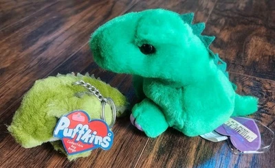 PUFFKINS by Swibco Dino Dinosaur Lot Set, 1997 1998 Albert & Pickles, Plush Toys - Image 1 of 4