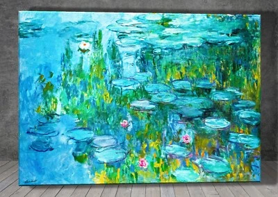 Claude Monet Water Lilies flower CANVAS PAINTING ART PRINT WALL 1667 - Image 1 of 4