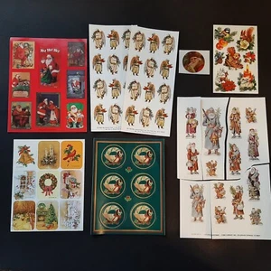 Vtg Victorian CHRISTMAS Traditional Sticker Sheets Scrapbook Card Making 80s-90s - Picture 1 of 5