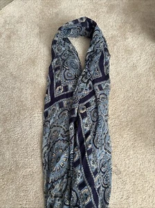 Atlas Design Scarf Navy Blue RRP £30 - Picture 1 of 6