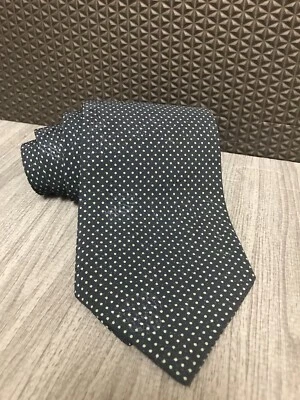 Corbata Brioni para hombre 100 % seda - punto azul/verde - hecha en Italia Foto 1 de 4