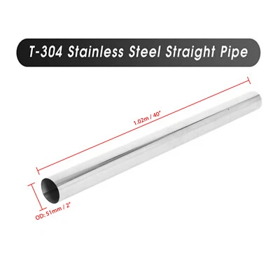Tubo de escape recto de acero inoxidable OD 2" 51mm T304 longitud de tubo 40"" Foto 1 de 4