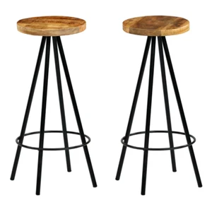 NNEVL Bar Chairs 2 pcs Solid Mango Wood - Picture 1 of 10