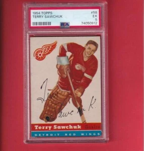 1954-55 Topps #58 Terry Sawchuk PSA 5 EX Detroit alas rojas #27389 - Imagen 1 de 2
